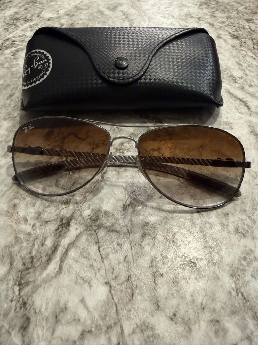 Ray-Ban Silver Frame Sunglasses with Brown Lenses